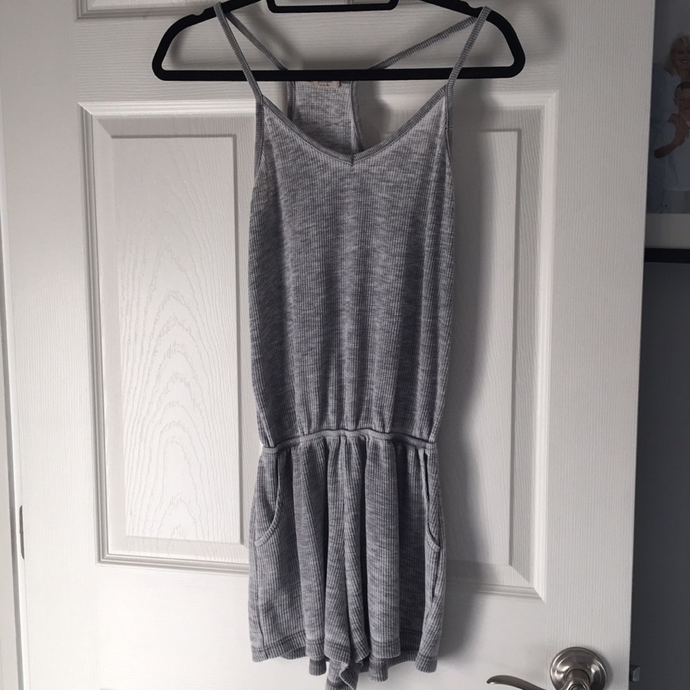 Brandy Melville gray romper with pockets